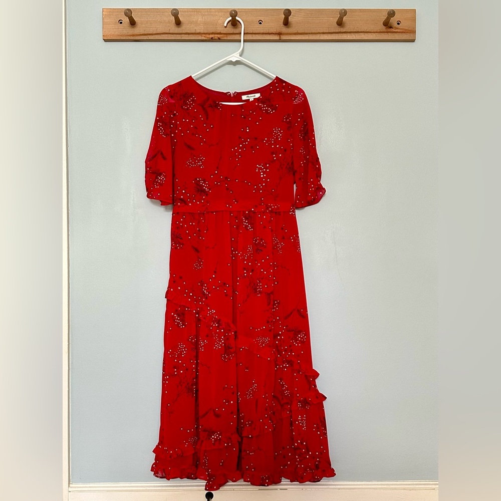 Madewell red floral dress